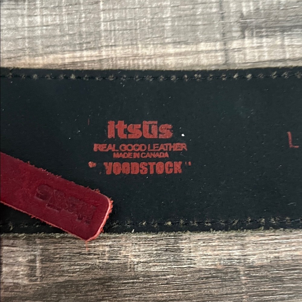 itsus Woodstock Real Good Leather Belt - Black with Red Accent - Picture 2 of 4